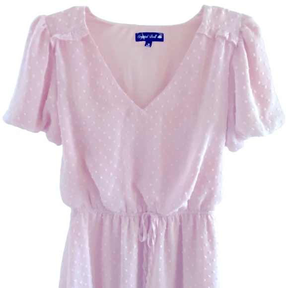 Crystal Doll SWISS DOT DRAWSTRING WAIST BABY DOLL DRESS Medium Girlhoodcore EUC - Picture 3 of 5